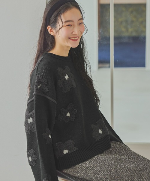 niko and…（ニコアンド） ニット セーター フラワージャガードニット
