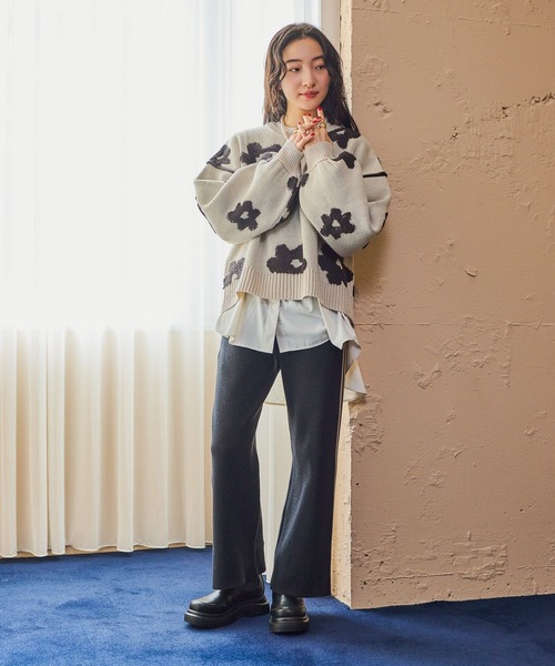 niko and…（ニコアンド） ニット セーター フラワージャガードニット