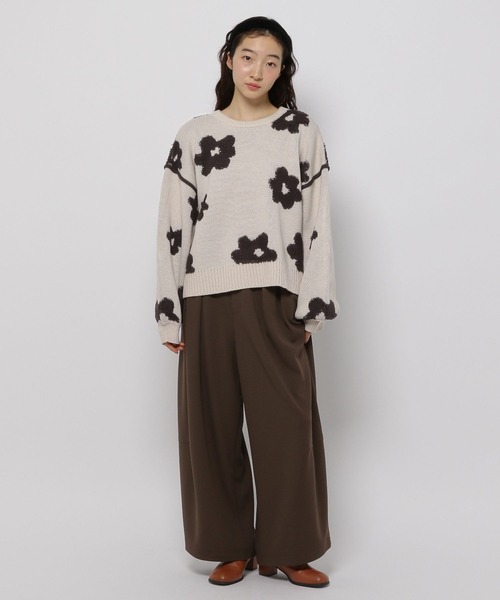 niko and…（ニコアンド） ニット セーター フラワージャガードニット