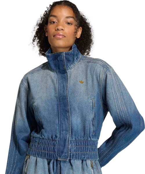 Lサイズ ✨新品✨アディダス アディカラー デニム トラックトップ レディース adidas（アディダス） コート アウター adidas DENIM TRACKTOP