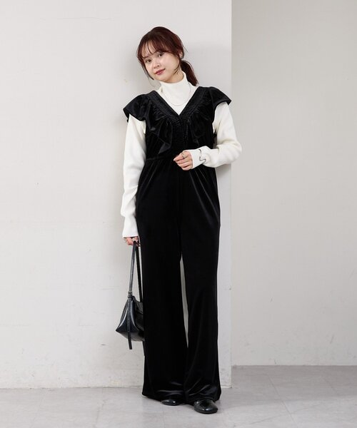 mystic（ミスティック） サロペット オーバーオール ベロアフリル