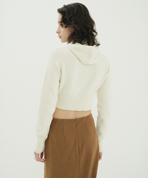 ニット セーター SHORT KNIT HOODIE レディースの画像