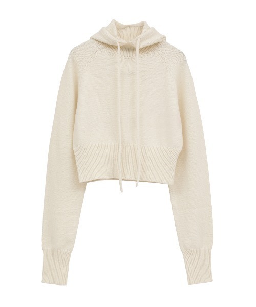 美品 23SS CLANE クラネ WIDE HOOD KNIT TOPS ニット パーカー サイズ1 ベージュ レディース 古着 中古 USED CLANE（クラネ） ニット セーター SHORT KNIT HOODIE レディース
