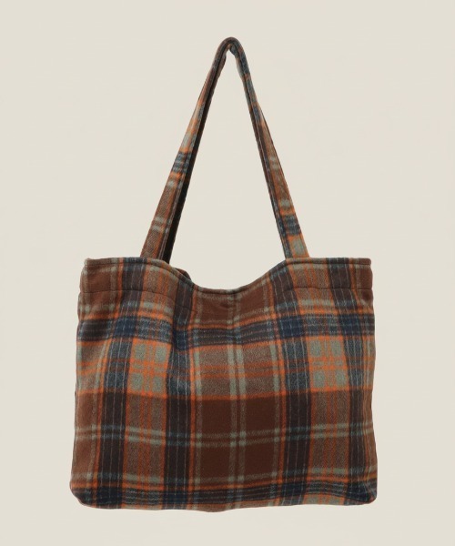 トートバッグ バッグ/チェック柄ネルシャツ風トートバッグ レディース