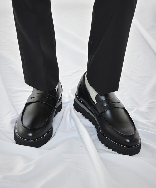 【美品】クーティープロダクションズ　ラザ　ローファー　シャークソール　黒 MAISON CLUB（メゾンクラブ） ローファー 「HAUS」SHARK SOLE COIN