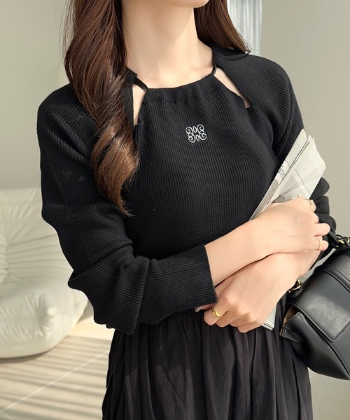 「mily bilet」 長袖ニット X-LARGE ブラック レディース_画像4