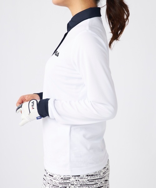 「FILA GOLF」 長袖ポロシャツ MEDIUM ネイビー レディース_画像4