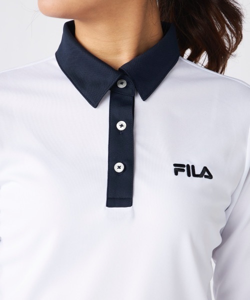 「FILA GOLF」 長袖ポロシャツ MEDIUM ネイビー レディース_画像6