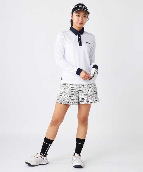 「FILA GOLF」 長袖ポロシャツ MEDIUM ネイビー レディース_画像9