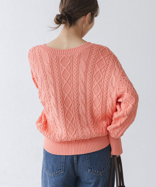 NOBLE（ノーブル） ニット セーター 2way地柄 レースアッププル