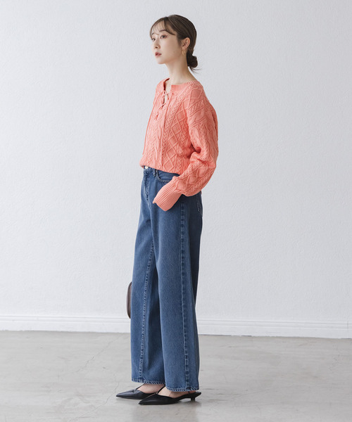 NOBLE（ノーブル） ニット セーター 2way地柄 レースアッププル