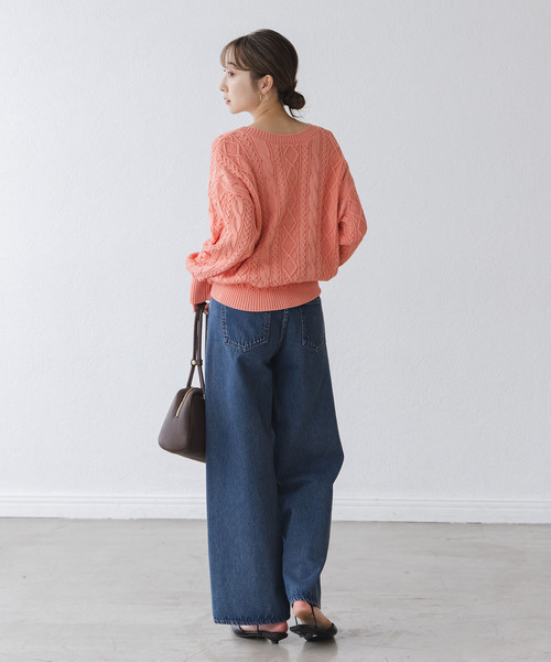 NOBLE（ノーブル） ニット セーター 2way地柄 レースアッププル