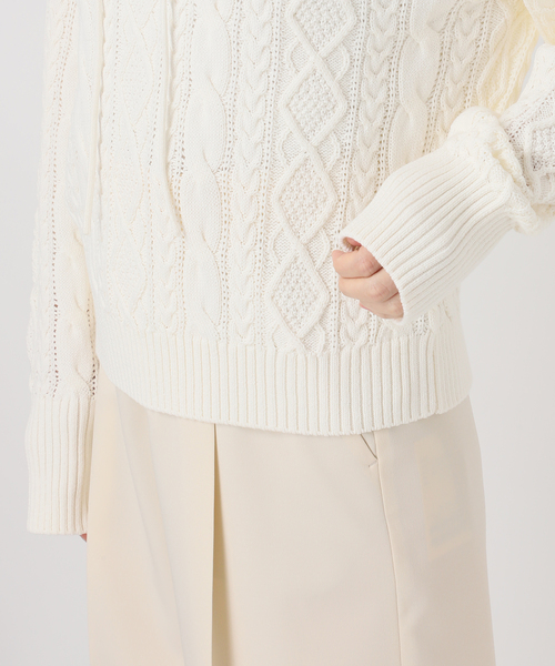 NOBLE（ノーブル） ニット セーター 2way地柄 レースアッププル