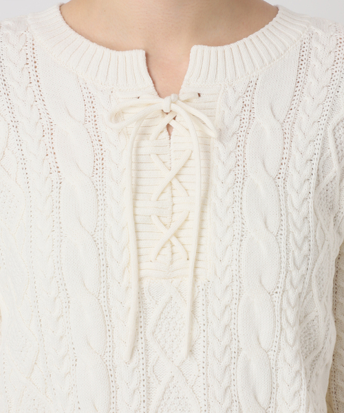 NOBLE（ノーブル） ニット セーター 2way地柄 レースアッププル