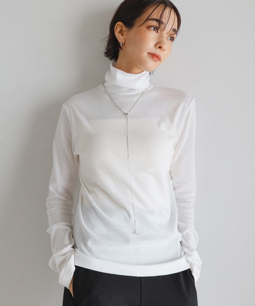 「evernavy」 長袖カットソー M オフホワイト レディース_画像2