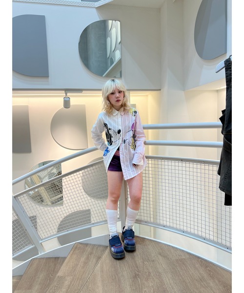 Desigual（デシグアル） ブラウス シャツ ミッキー＆ミニー ストライプ 