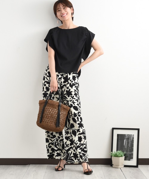 「INTERPLANET」 イージーパンツ FREE オフホワイト レディース_画像3