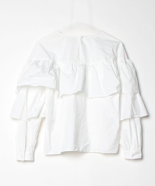 「PLST」 フリル長袖ブラウス M ホワイト レディース_画像2