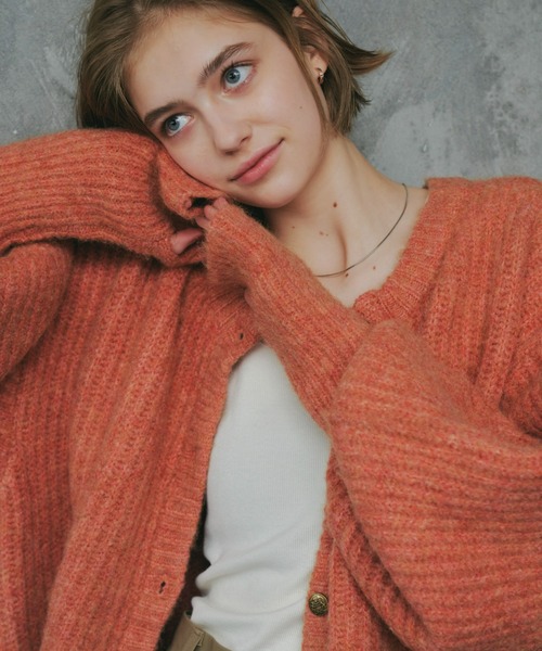 「Unitage」 ニットカーディガン FREE オレンジ レディース_画像2