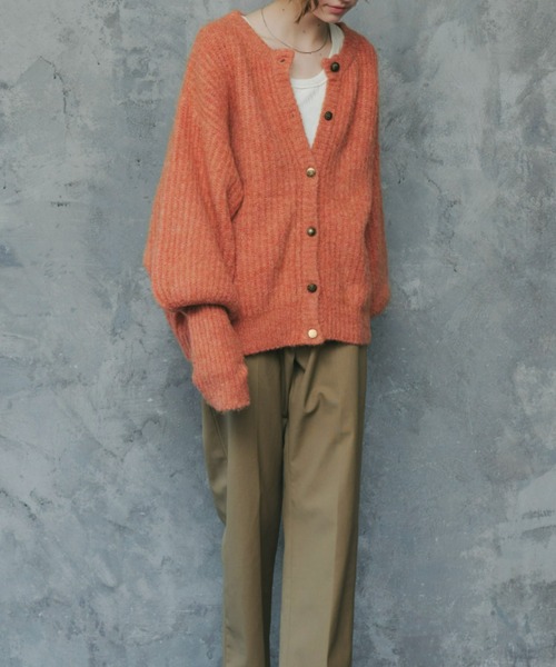 「Unitage」 ニットカーディガン FREE オレンジ レディース_画像4