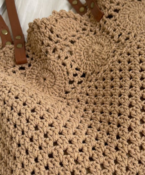 OLUN crochet tote bag/クロシェ編みトートバッグ ブラウン トート 