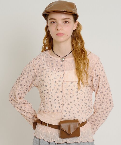 w closet（ダブルクローゼット） tシャツ 花柄パッチワークT