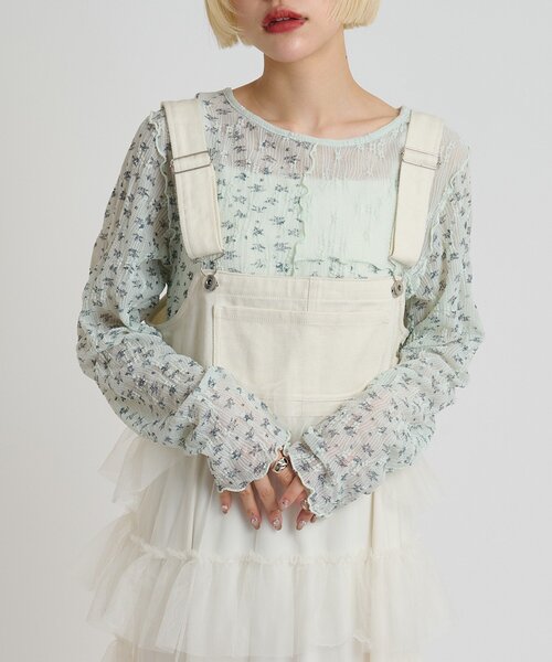 w closet（ダブルクローゼット） tシャツ 花柄パッチワークT