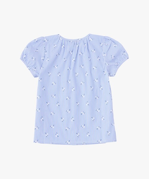 ブラウス シャツ キッズ フラワープリント ストライプ コットン 半袖 ブラウス ”Zoa キッズ 子供服の画像