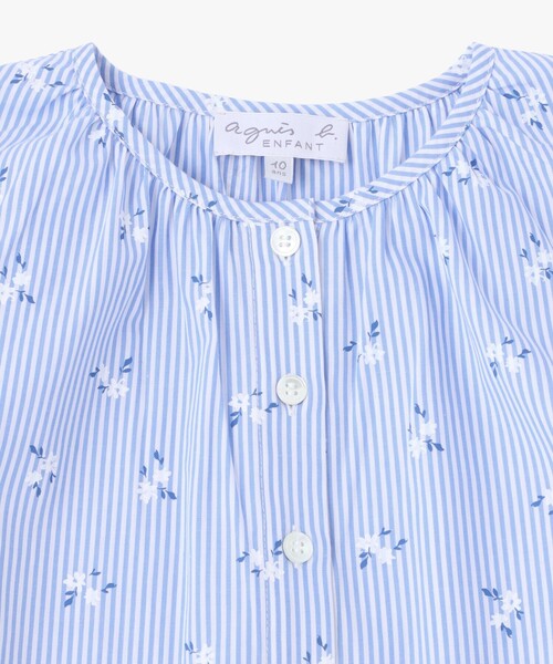 ブラウス シャツ キッズ フラワープリント ストライプ コットン 半袖 ブラウス ”Zoa キッズ 子供服の画像
