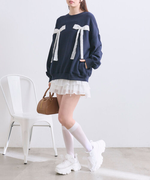 「OLIVE des OLIVE」 スウェットカットソー FREE オフホワイト レディース_画像9