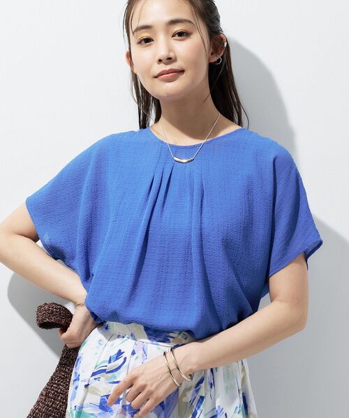 INDIVI（インディヴィ） ブラウス シャツ 半袖 「洗える」無地 