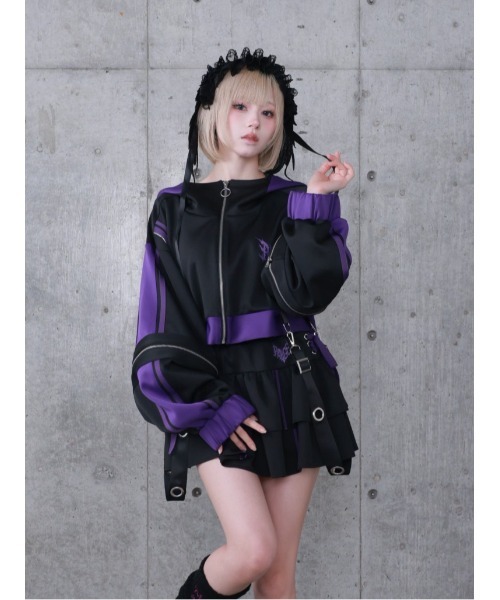 うさぎ耳バイカラージャージトップス アミリージュ Amilige 紫 新品未使用 Amilige（アミリージュ） ジャージ ウサギ耳バイカラージャージ