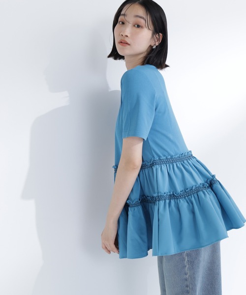 tシャツ ドッキングティアードカットソー レディースの画像