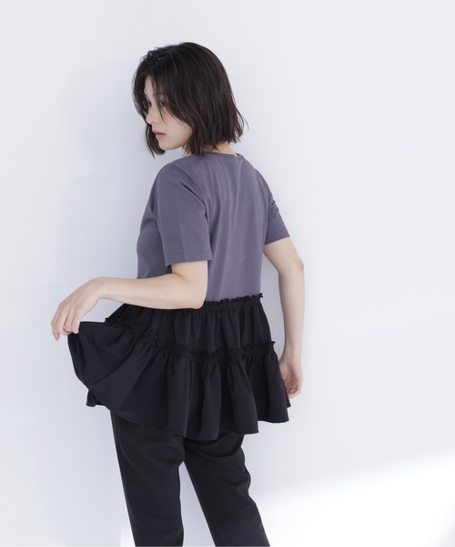 tシャツ ドッキングティアードカットソー レディースの画像