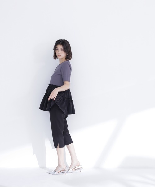 tシャツ ドッキングティアードカットソー レディースの画像
