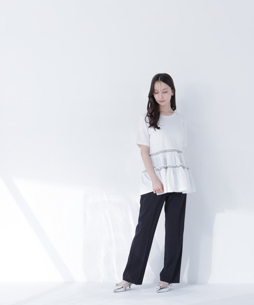tシャツ ドッキングティアードカットソー レディースの画像