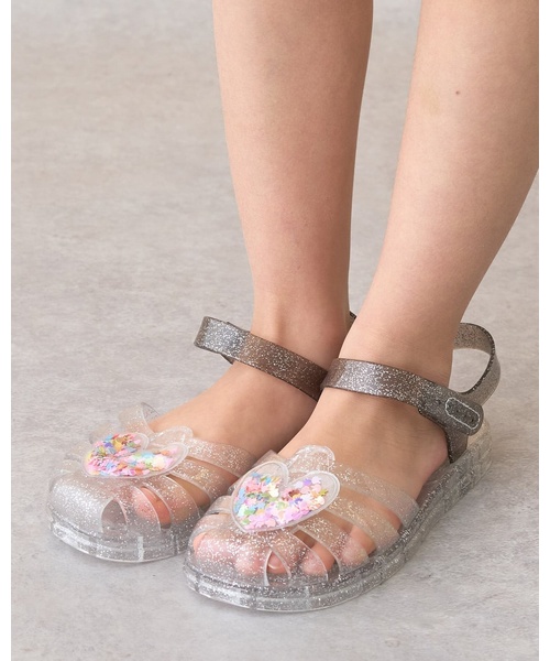 サンダル クリアラメキラキラハートサンダル キッズ 子供 女の子