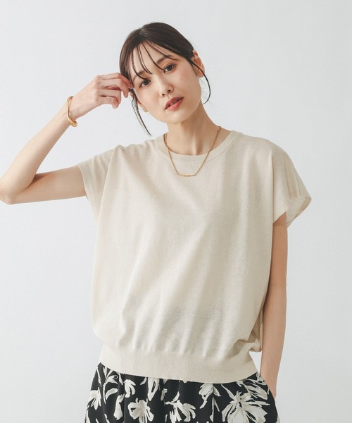 GLOBAL WORK（グローバルワーク） tシャツ 半袖 リネン混シアー