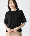 tシャツ 半袖 シフォンプリーツTブラウス レ...の詳細画像1