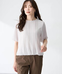 tシャツ 半袖 シフォンプリーツTブラウス レ...の詳細画像4