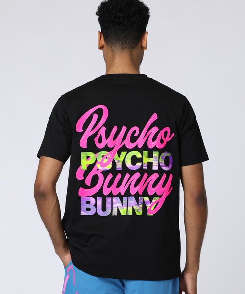 【美品】サイコバニー Psycho bunny Tシャツ レインボーロゴ Psycho Bunny（サイコバニー） tシャツ ネオンロゴ バックプリントT