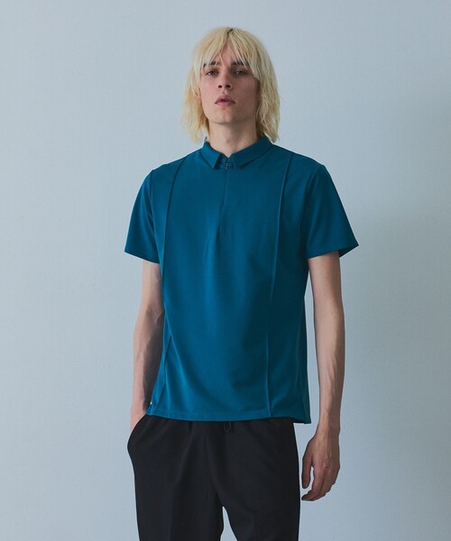 5351 POUR LES HOMMES ポロシャツ 半袖 スリットジップ ピンタック