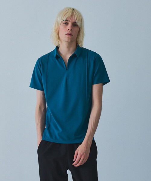 5351 POUR LES HOMMES ポロシャツ 半袖 スリットジップ ピンタック