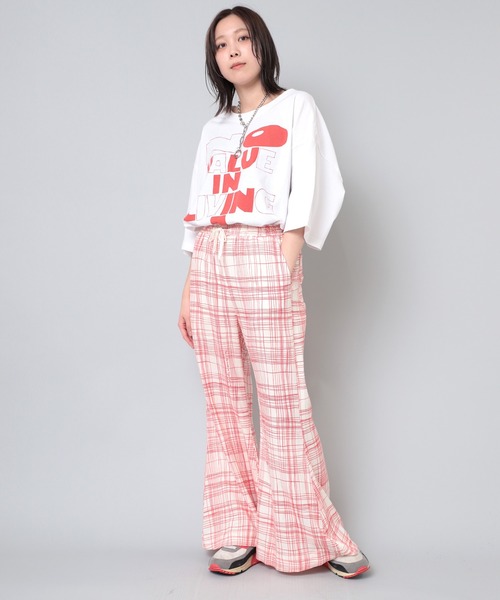 「RNA」 イージーパンツ MEDIUM ホワイト×レッド レディース_画像4