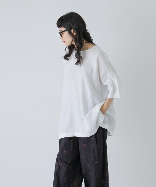 かぐれ KAGURE リネン ワイド プルオーバーシャツ Tシャツ ブラウス かぐれ リネンシャツ ブラウス シャツ 半袖 リネンワイドプルオーバー