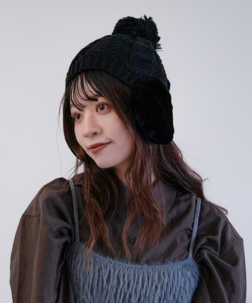 polcadot（ポルカドット） ニット帽 ニットキャップ EAR COVER BONBON