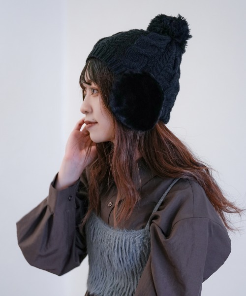 polcadot（ポルカドット） ニット帽 ニットキャップ EAR COVER BONBON