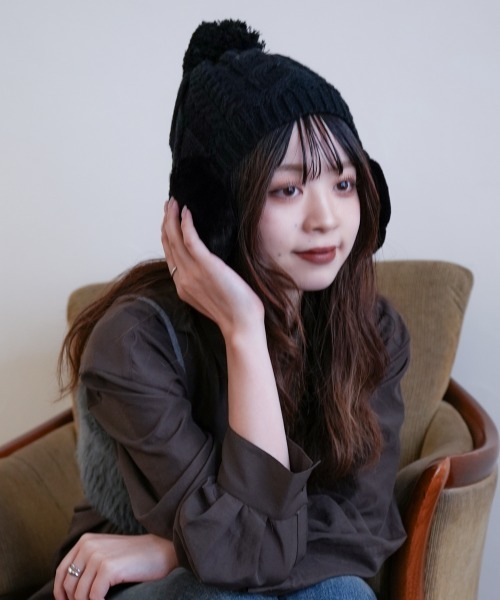 polcadot（ポルカドット） ニット帽 ニットキャップ EAR COVER BONBON