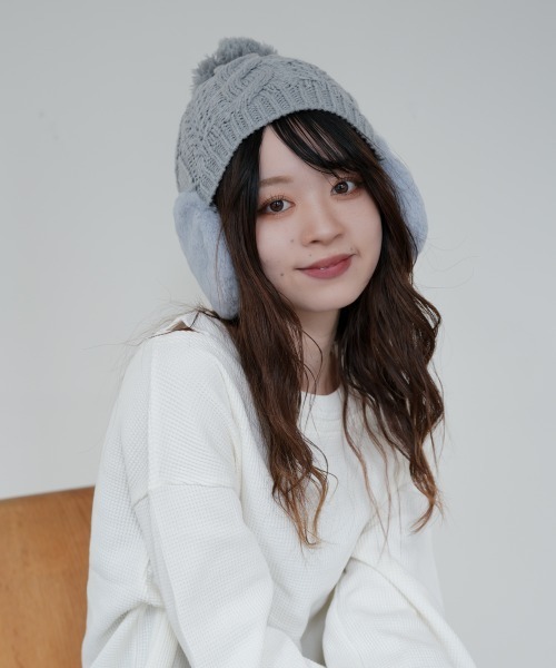 polcadot（ポルカドット） ニット帽 ニットキャップ EAR COVER BONBON