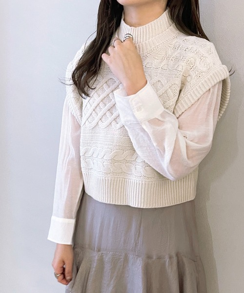【新品・未使用】anuans ラクーン混アシメネックニットセットアップ アニュアンス anuans ラクーン混アシメネックニットセットアップ